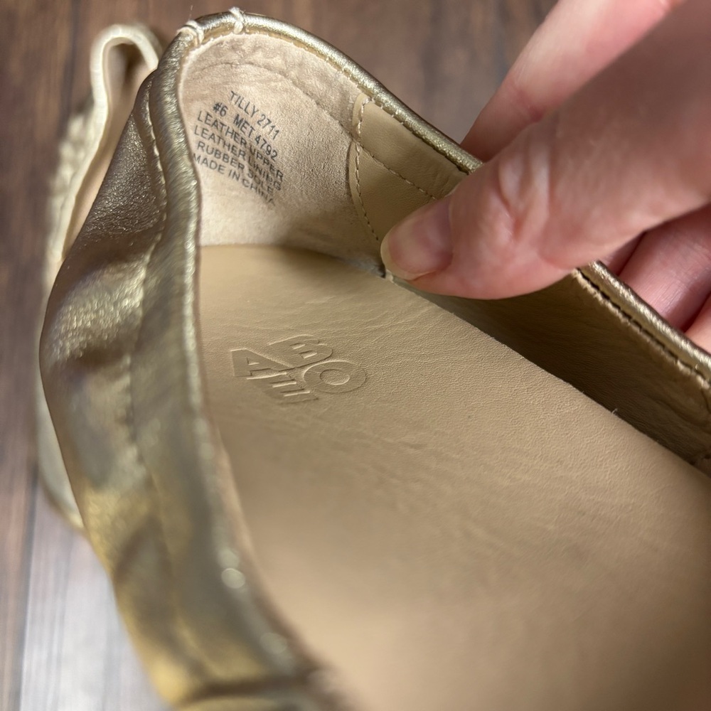 New! ABEO Tilly metatarsal ortho Gold Metallic Leather Comfort Ballet Flats Shoe - Picture 5 of 9